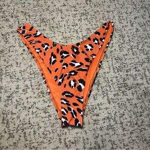 NWT Fabletics Orange Leopard Print No High-Cut Swim Briefs Size Small